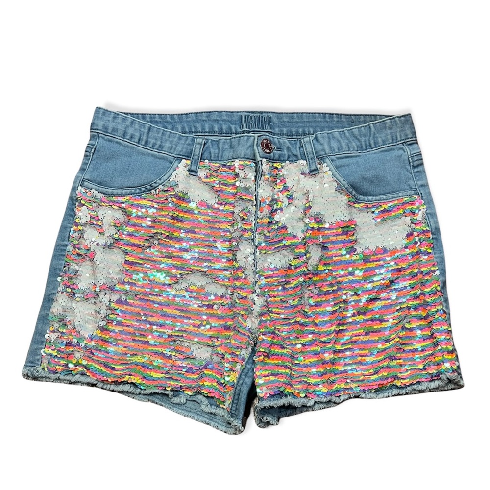 Justice Sequin flip Rainbow Plus size shorts girls size 18